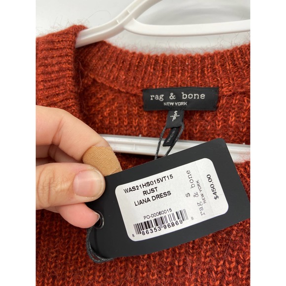 Rag & Bone Liana Rust Merino Wool Alpaca Knit Long Sleeve Midi Sweater Dress NWT - Picture 5 of 7